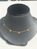 14K  Dangling Square Disc Necklace - Vassari Luxury Collection