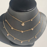 14K  Dangling Square Disc Necklace - Vassari Luxury Collection
