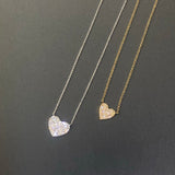 14K Pave Heart Necklace - Vassari Luxury Collection